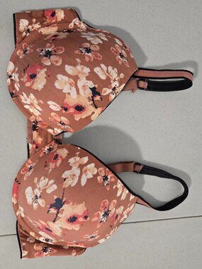 Anne Klein T Shirt Bra Size 40C Underwire Floral Terracotta Lightly Lined